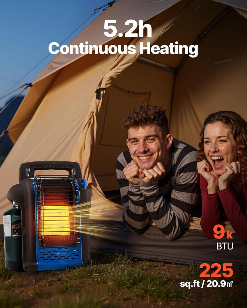 VEVOR Portable Propane Heater, 9000BTU Forced Radiant Space Heater with Stepless Temp Settings & Tip-over Protection, Portable Garage/Shop for Sports, Boating, RVs,Indoor/Outdoor - Image 2